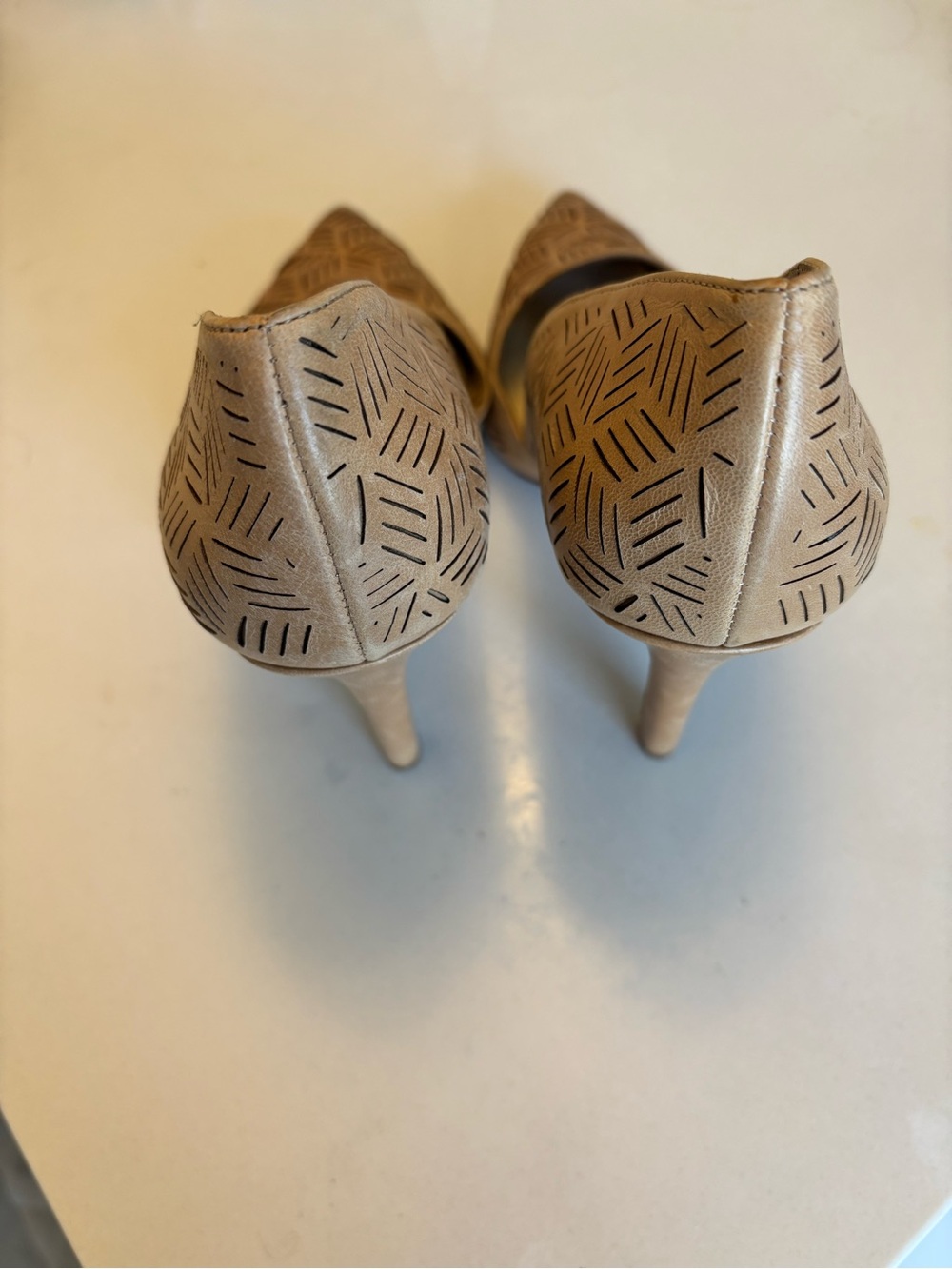 Jessica Simpson Taupe Laser-Cut Pointed Pumps - Picture 4 of 5
